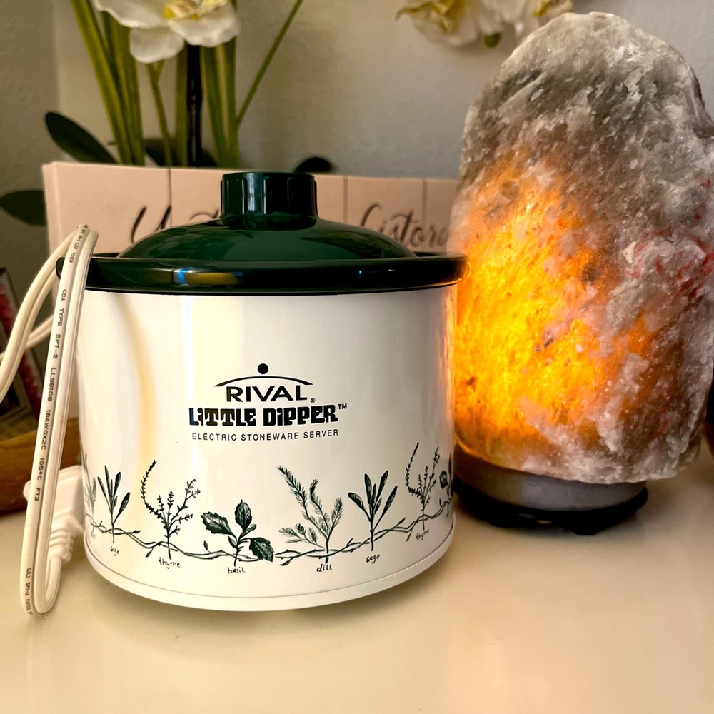 Vintage Rival Little Dipper #3204 Electric Stoneware Crock Pot/Lid NEVER USED💕